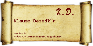 Klausz Dezsér névjegykártya